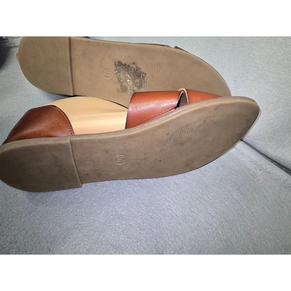 Cynthia Rowley Fiona Brown Crisscross Flat Sandals Mens 9.5